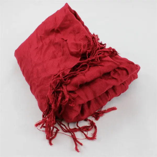 Pashmina Solid Red Fringed Scarf 26" x 68"