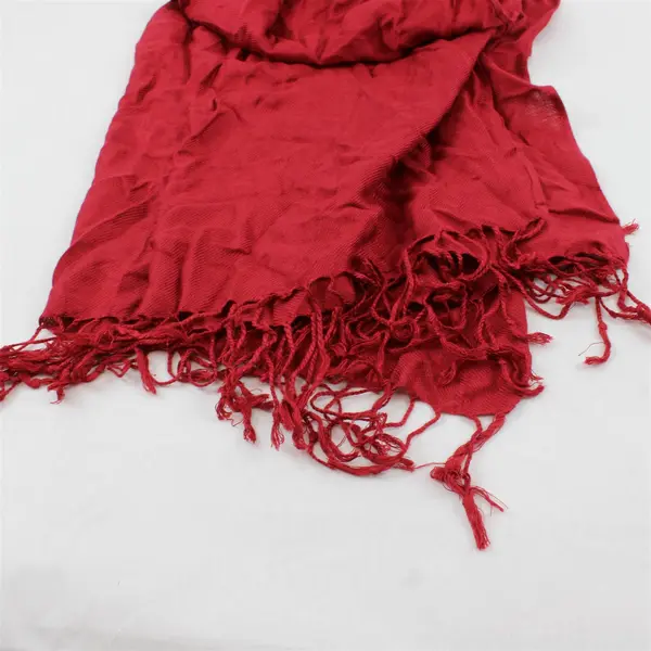 Pashmina Solid Red Fringed Scarf 26" x 68"