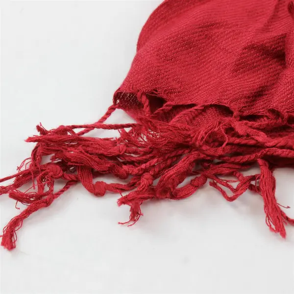 Pashmina Solid Red Fringed Scarf 26" x 68"