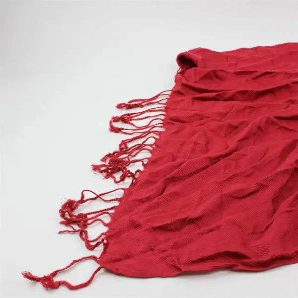 Pashmina Solid Red Fringed Scarf 26" x 68"
