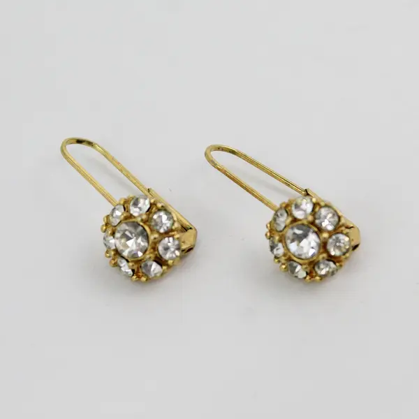 Vintage Limited Gold-Tone Clear Rhinestone Earrings
