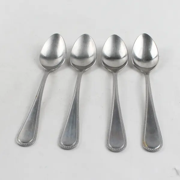 Lot of 4 DJ Flatware Pearl Stainless Steel Teaspoons