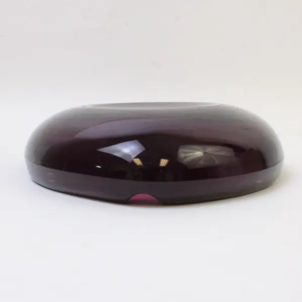 Vintage Mid-Century Dark Purple Glass Ashtray 8in Heavy Tobacciana