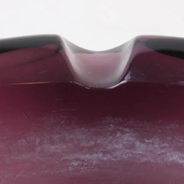 Vintage Mid-Century Dark Purple Glass Ashtray 8in Heavy Tobacciana