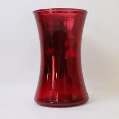 Ruby Red Glass Gathering Vase 8in H Collectible Decorative