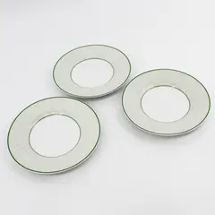 Set of 3 Lillian Vernon Bread Plates Gray Speckled Band With Green Trim