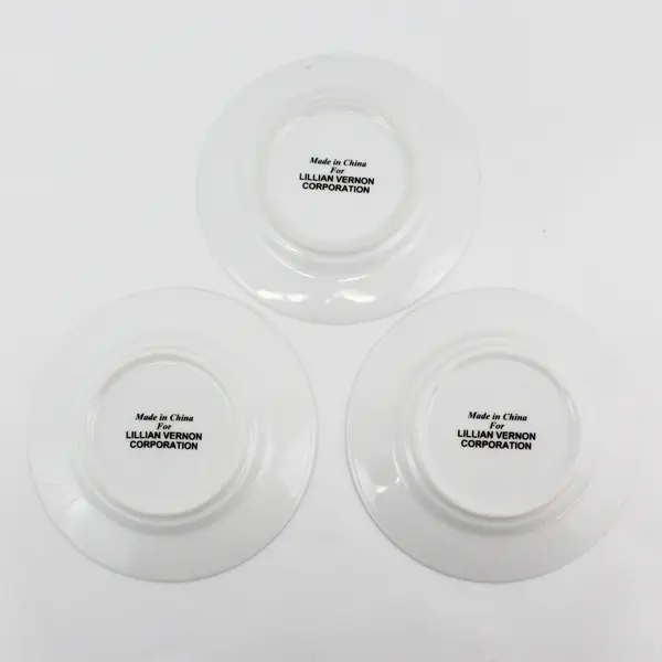 Set of 3 Lillian Vernon Bread Plates Gray Speckled Band With Green Trim