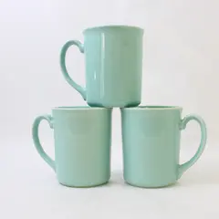 Set of 3 Vintage Corning Coffee Mugs Aqua Seafoam Green MCM