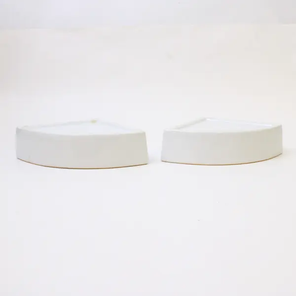 Lot of 2 Vintage Porcelain Fan-Shaped Trinket Dishes Floral Gold Trim
