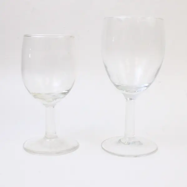 Lot of 2 Small Wine Glasses Clear Stemmed 6in Used