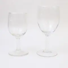 Lot of 2 Small Wine Glasses Clear Stemmed 6in Used
