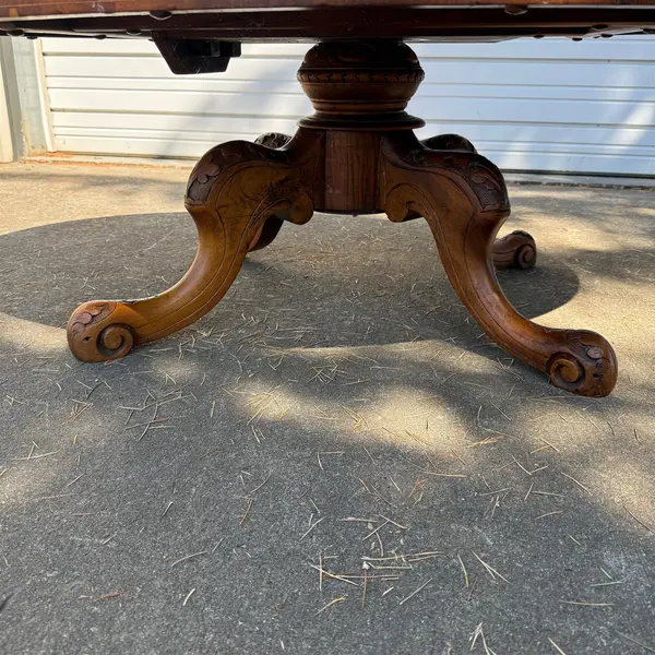 Vtg Victorian Wood Oval Center Loo Table Glass Top- Freight / Local Pickup
