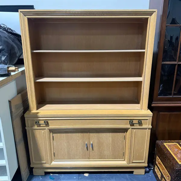 Vintage Light Wood MCM Display China Cabinet - Freight / Local Pickup