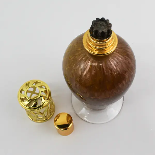 Home & Garden Party Gold Amber Art Glass Oil Lamp Diffuser