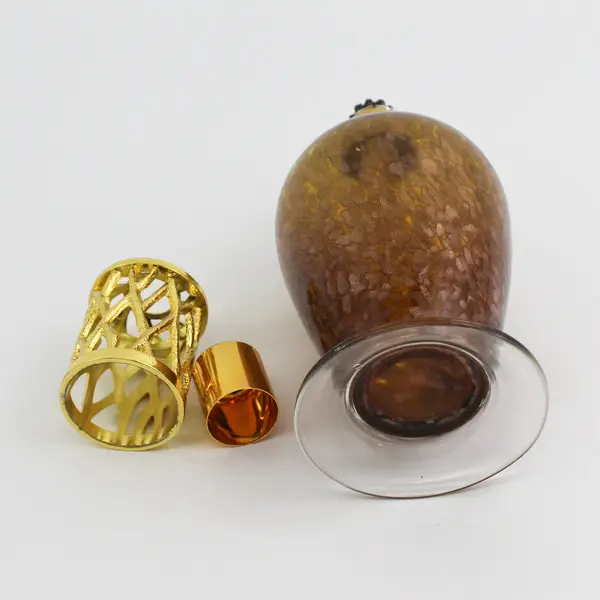 Home & Garden Party Gold Amber Art Glass Oil Lamp Diffuser