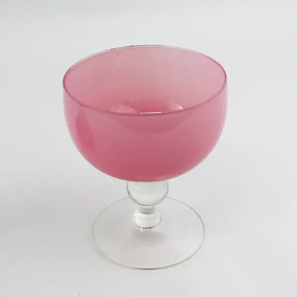 Mauve Pink Glass Jar or Candy Dish And Lid With A Clear Base And Bulb Handle
