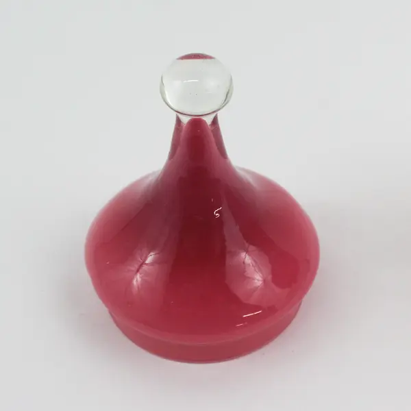 Mauve Pink Glass Jar or Candy Dish And Lid With A Clear Base And Bulb Handle