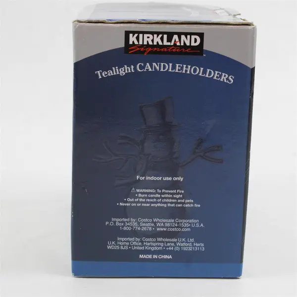 Kirkland Snowman Metal & Glass Tealight Candle Holder Holiday Decor w/ Box