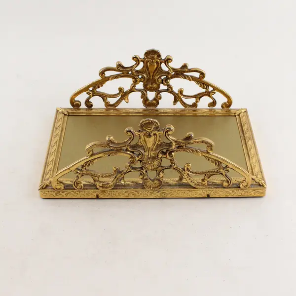 Vintage Mid Century Modern Brass Filigree Napkin Holder/Letter Holder/Tray