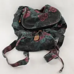 Vtg GITANO Floral Denim Slouchy Backpack w/Adjustable Arm Straps