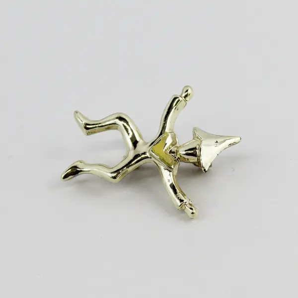 Vintage Girl Scouts Gold-Tone Dancing Brownie Elf Brooch with Yellow Vest