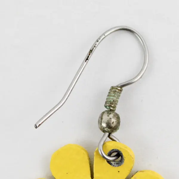 Vintage Yellow Flower Smiley Face Dangle Earrings