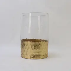 Clear Glass Elsa Vase Textured Gold Metallic Base 6in Small Accent Decor