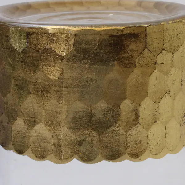 Clear Glass Elsa Vase Textured Gold Metallic Base 6in Small Accent Decor