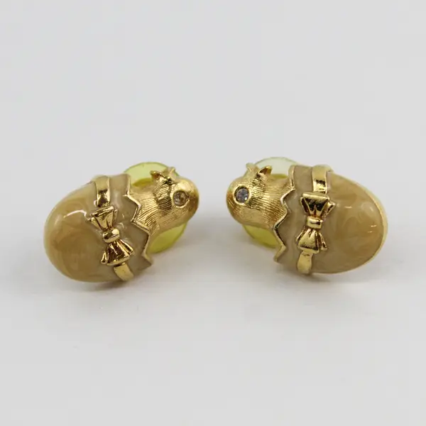 Vintage Avon Hatching Chick Gold-Tone Earrings