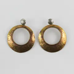 Retro Two-Tone Metal Dangle Hoop Earrings