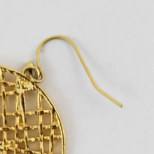 Gold-Tone Metal Circular Criss-Cross Dangle Earrings
