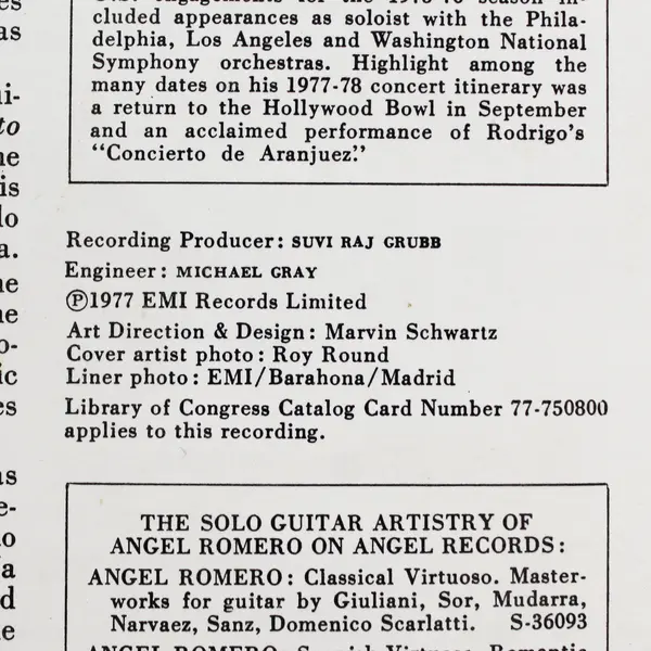  Rodrigo Concierto de Aranjuez 12" Vinyl Record