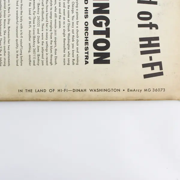 Dinah Washington – In The Land Of Hi-Fi 12" Vinyl Record