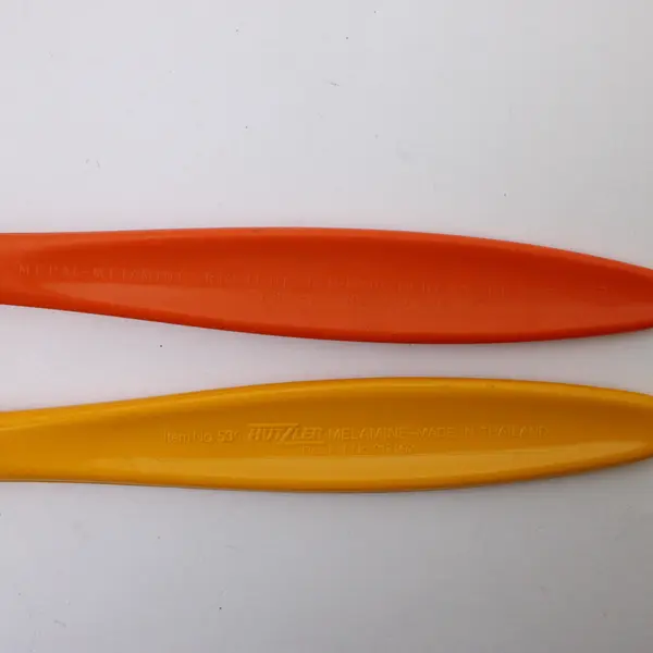 Lot of 3 Kitchen Utensils Ground Meat Masher + Yellow & Orange Melamine Forks
