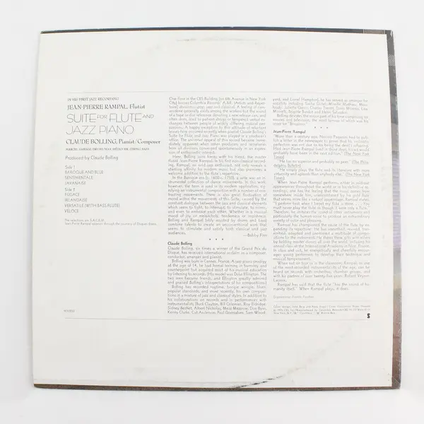 Suite For Flute And Jazz Piano 12" Vinyl Record