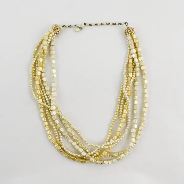 Multi-Strand Faux Pearl Beaded Necklace 21.5" Costume Jewelry 