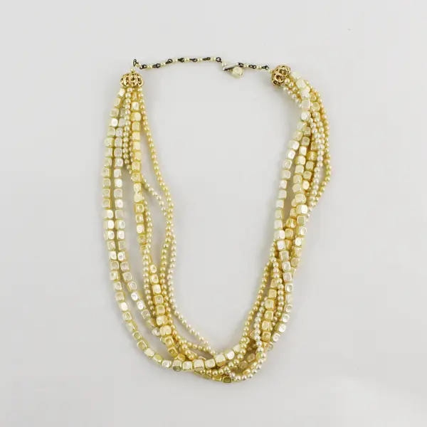 Multi-Strand Faux Pearl Beaded Necklace 21.5" Costume Jewelry 