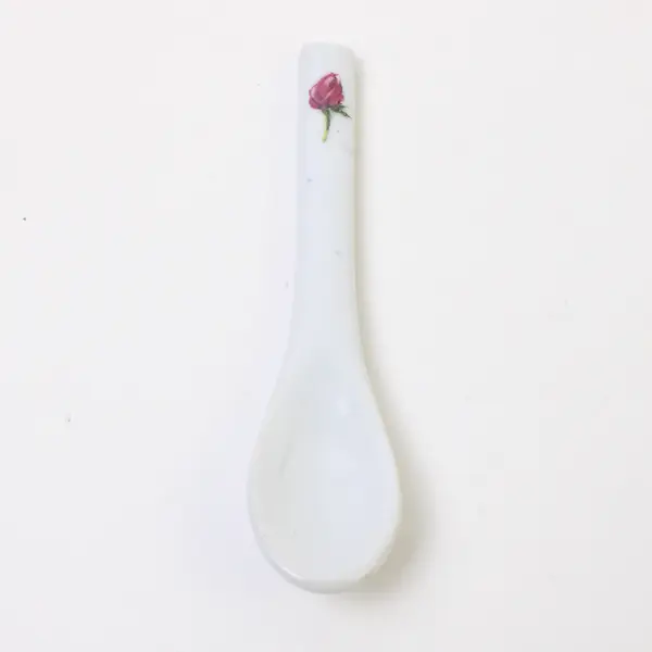 Vintage Porcelain Spoon Pink Rose Pattern Collectible 4" Tea Spoon