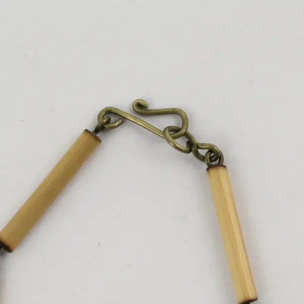 Vintage Brass-Tone Wire Work Necklace Jasper Stone 22.5"