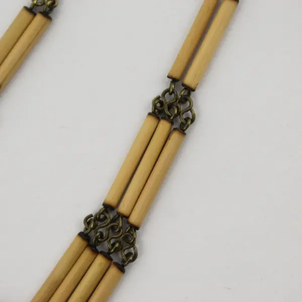 Vintage Brass-Tone Wire Work Necklace Jasper Stone 22.5"