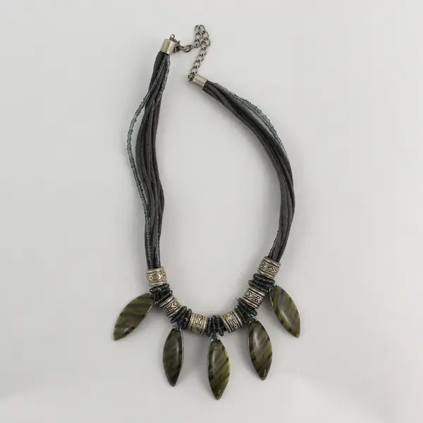 Multi-Strand Beaded Grunge Boho Necklace 18"