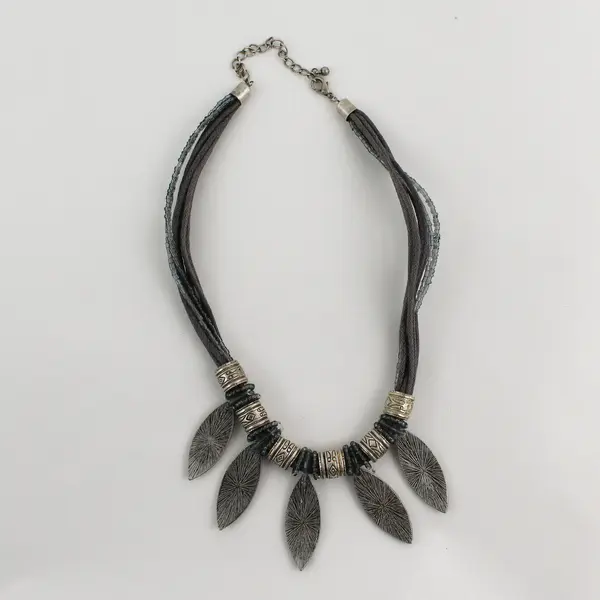 Multi-Strand Beaded Grunge Boho Necklace 18"