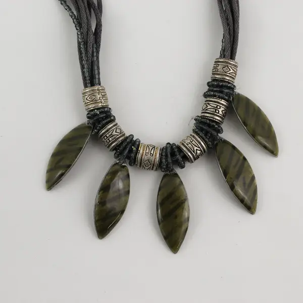Multi-Strand Beaded Grunge Boho Necklace 18"