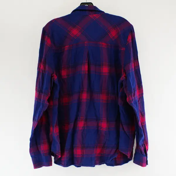 Maurices Blue and Pink Plaid Long-Sleeved Button-Up Women's Size 2