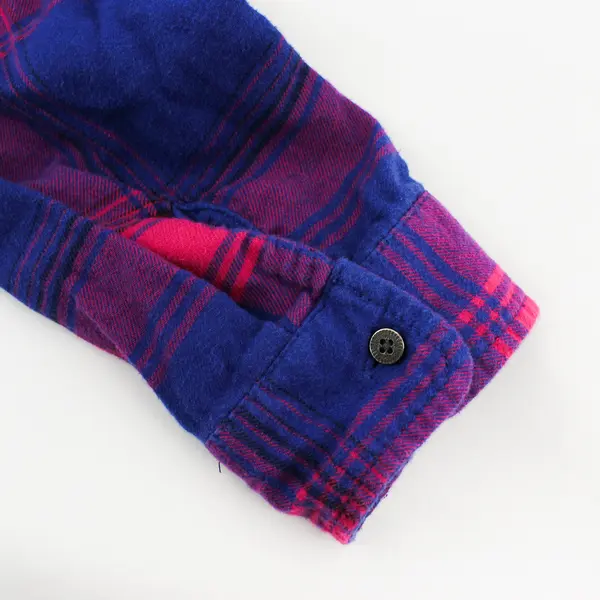 Maurices Blue and Pink Plaid Long-Sleeved Button-Up Women's Size 2