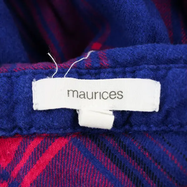 Maurices Blue and Pink Plaid Long-Sleeved Button-Up Women's Size 2