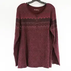 Eddie Bauer Burgundy Waffle-Knit Henley Shirt Women's 2X