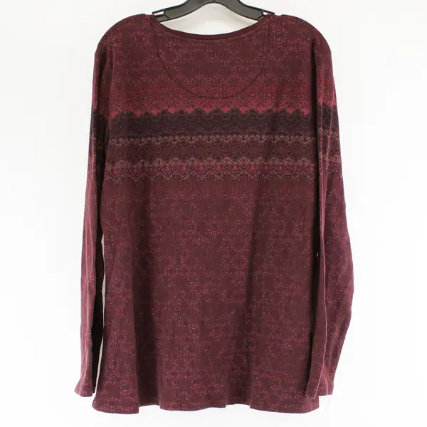 Eddie Bauer Burgundy Waffle-Knit Henley Shirt Women's 2X