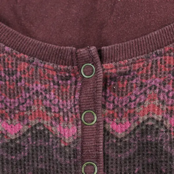 Eddie Bauer Burgundy Waffle-Knit Henley Shirt Women's 2X