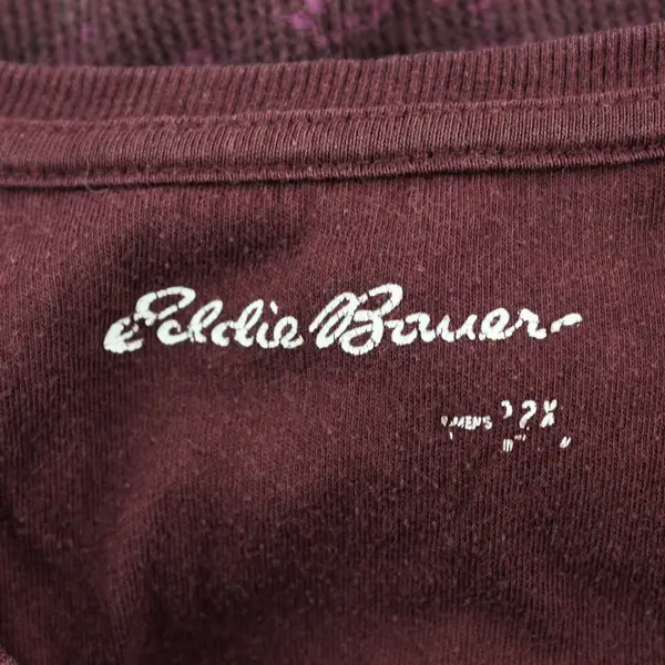 Eddie Bauer Burgundy Waffle-Knit Henley Shirt Women's 2X